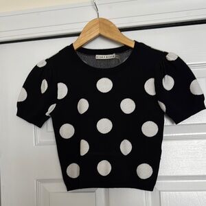 Alice + Olivia Black and White Polka Dot Top